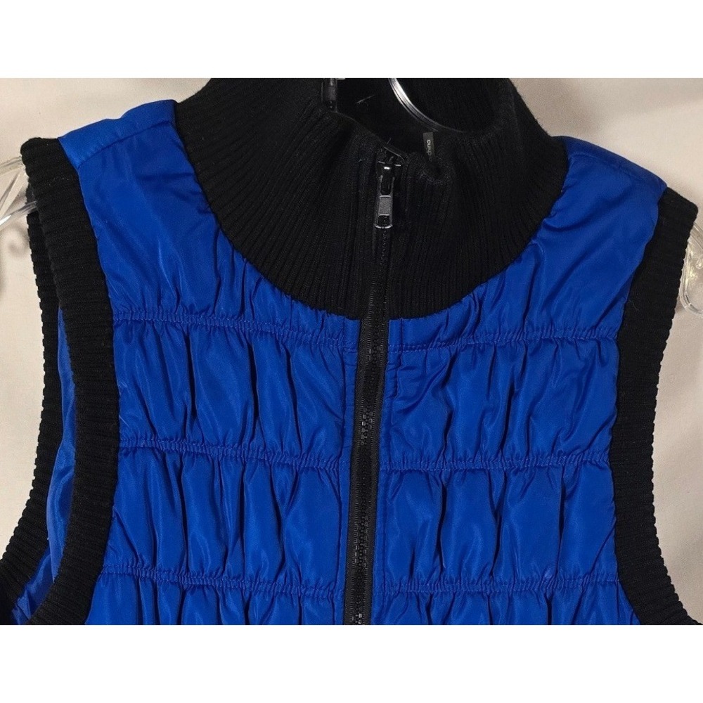 Black Rivet Women's Blue Quilted‎ Zip Up Puffer Vest Ribbed Collar & Hem Medium